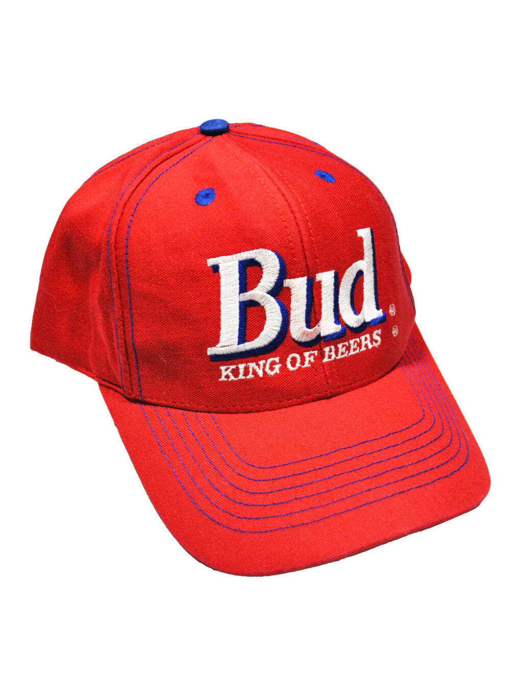 Vintage Bud Budweiser King of Beers 90s Red Blue Snapback Hat Cap